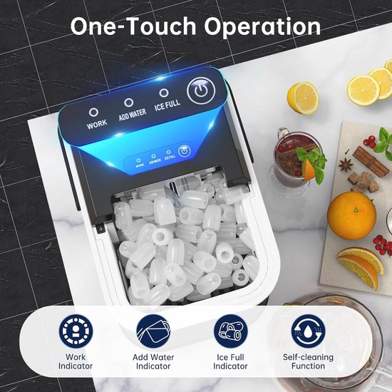 IJsblokjesmachine, 120 W, klein, 8 ijsblokjes in 6 minuten, 12 kg/24 uur, ijsmaker met infraroodsensor en zelfreiniging voor keuken, kantoor, bar en feest van Merkloos — afbeelding 5