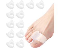 IKKAB Gel teenspreider, 12 stuks, siliconen teenspreider, hallux kleine teen, spreider, voor hamertoes bunions, overlappende tenen, wrijving, druk- en pijnverlichting