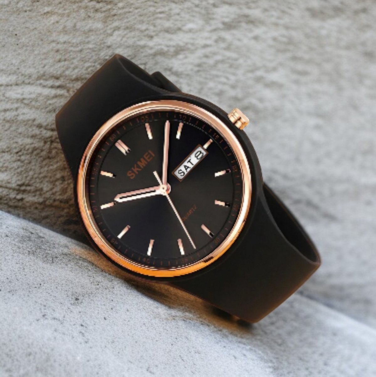 SKMEI 1747 Quartz Dameshorloge Zwart met Datumweergave - Stijlvol en Comfortabel - Waterbestendig 30m - Silicone Band