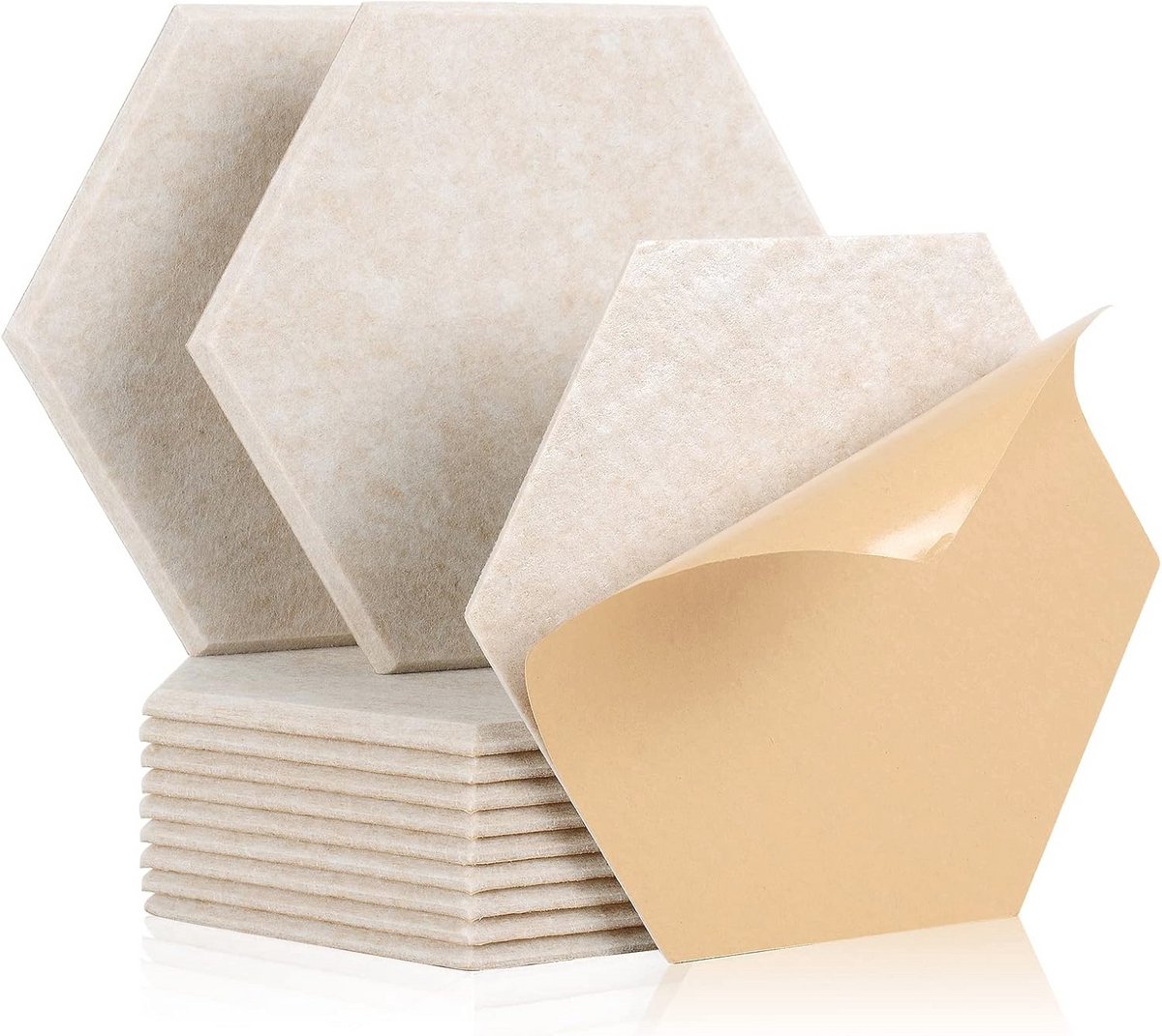 12 Stuks Zelfklevende Hexagon Akoestische Panelen voor Geluidsisolatie - Ideaal voor Studio, Kantoor en Wanddecoratie
