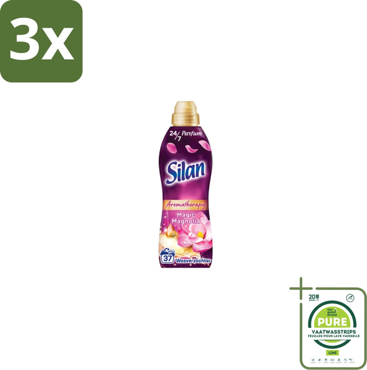 3 x Silan – Wasverzachter – Aroma Therapy Magic Magnolia – 851 ml - Grootverpakking - Aromatherapie Wasverzachter - Wasverzachter - Wasbeurten - Geur - Geurtechnologie