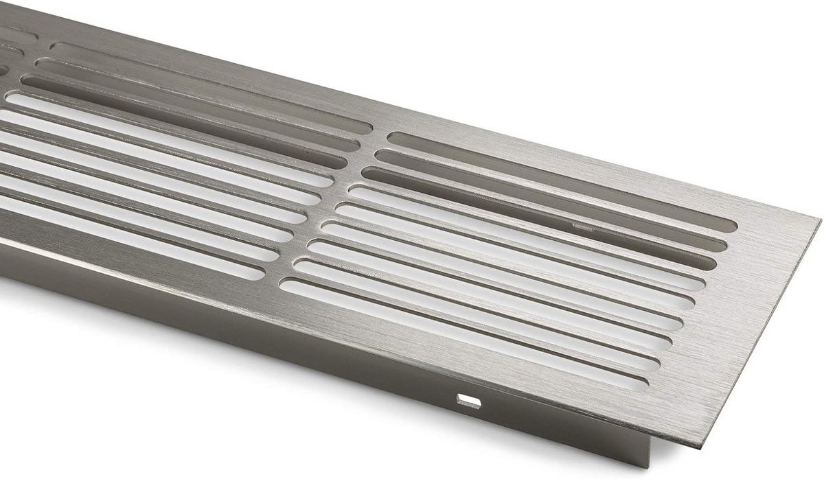 Ventilatierooster Sleufperforatie 500 x 86 mm Aluminium met RVS-look