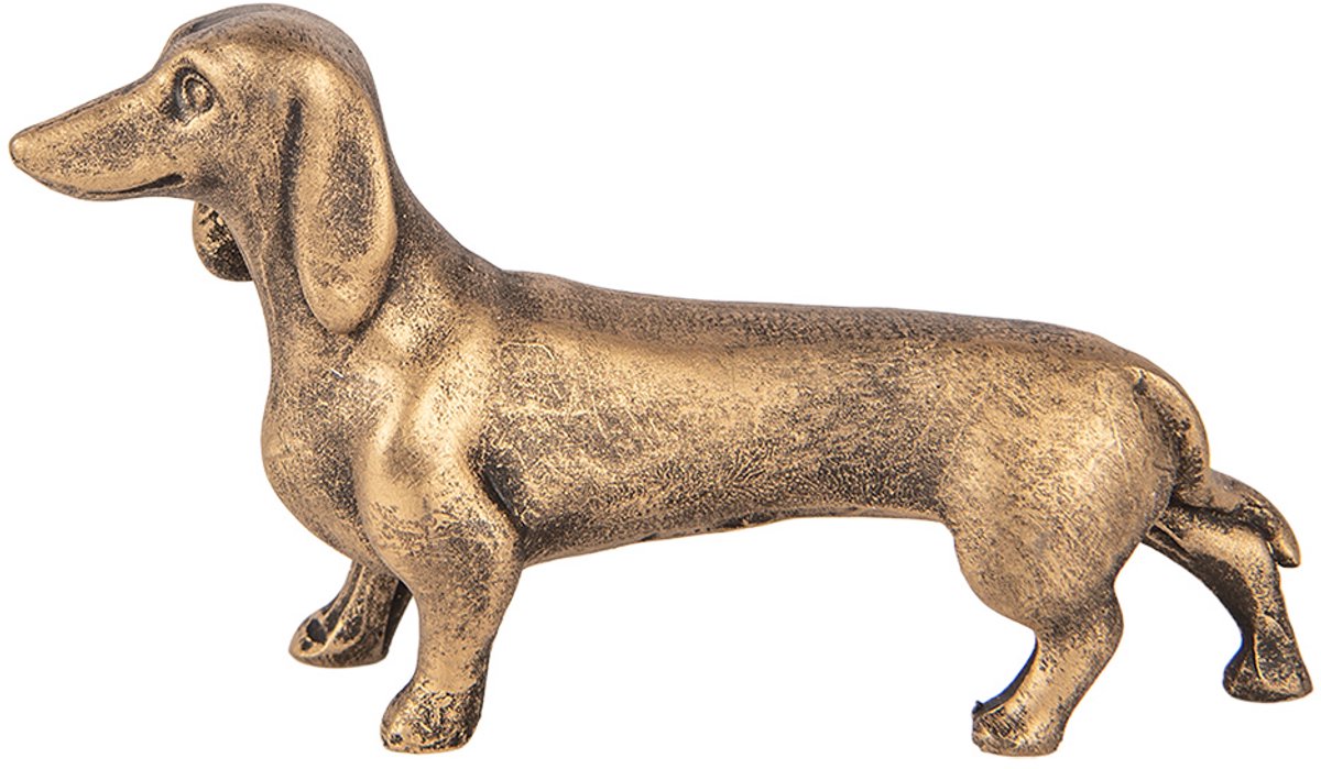 Decoratie Beeld Hond 14x4x8 cm Bruin Kunststof