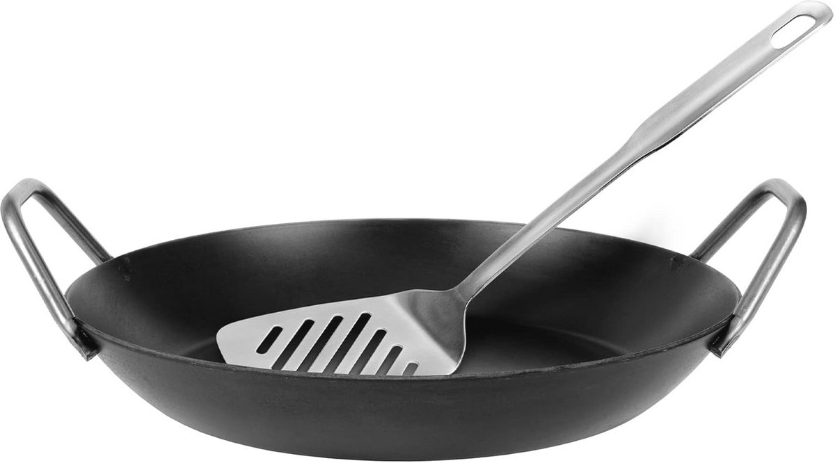 Smeedijzeren serveerpan met hoge rand 28 cm - Geschikt voor alle warmtebronnen