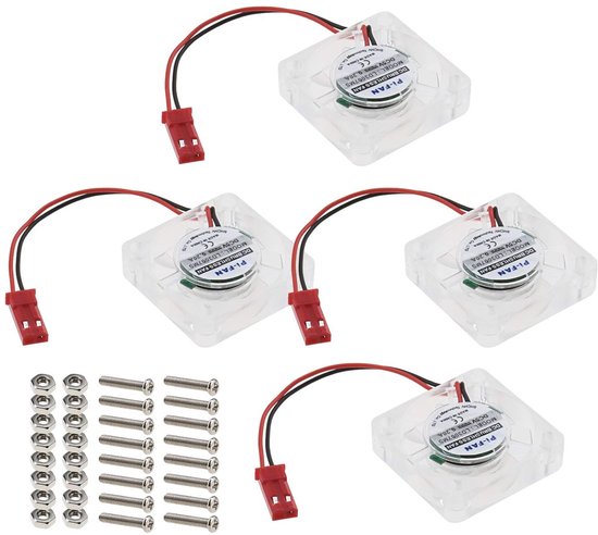 4x DC 5V 0.25A Koeling Radiator Ventilatoren 30x30mm LED Blauw Licht Borstelloze CPU Warmte Koeler 2-pins Connector Geschikt voor Raspberry Pi 4 Met Schroeven
