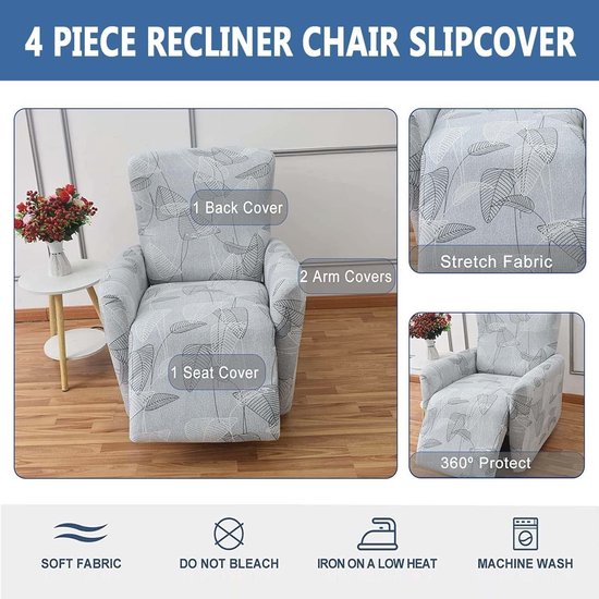 Relax Slipcover Recliner Stoelhoes 4-Delige Lazyboy Bankhoezen Non Slip Reclining Slipcovers met Opbergzakken Meubelbeschermer voor Woonkamer (Color : 6#, Size : 1seat) — afbeelding 4