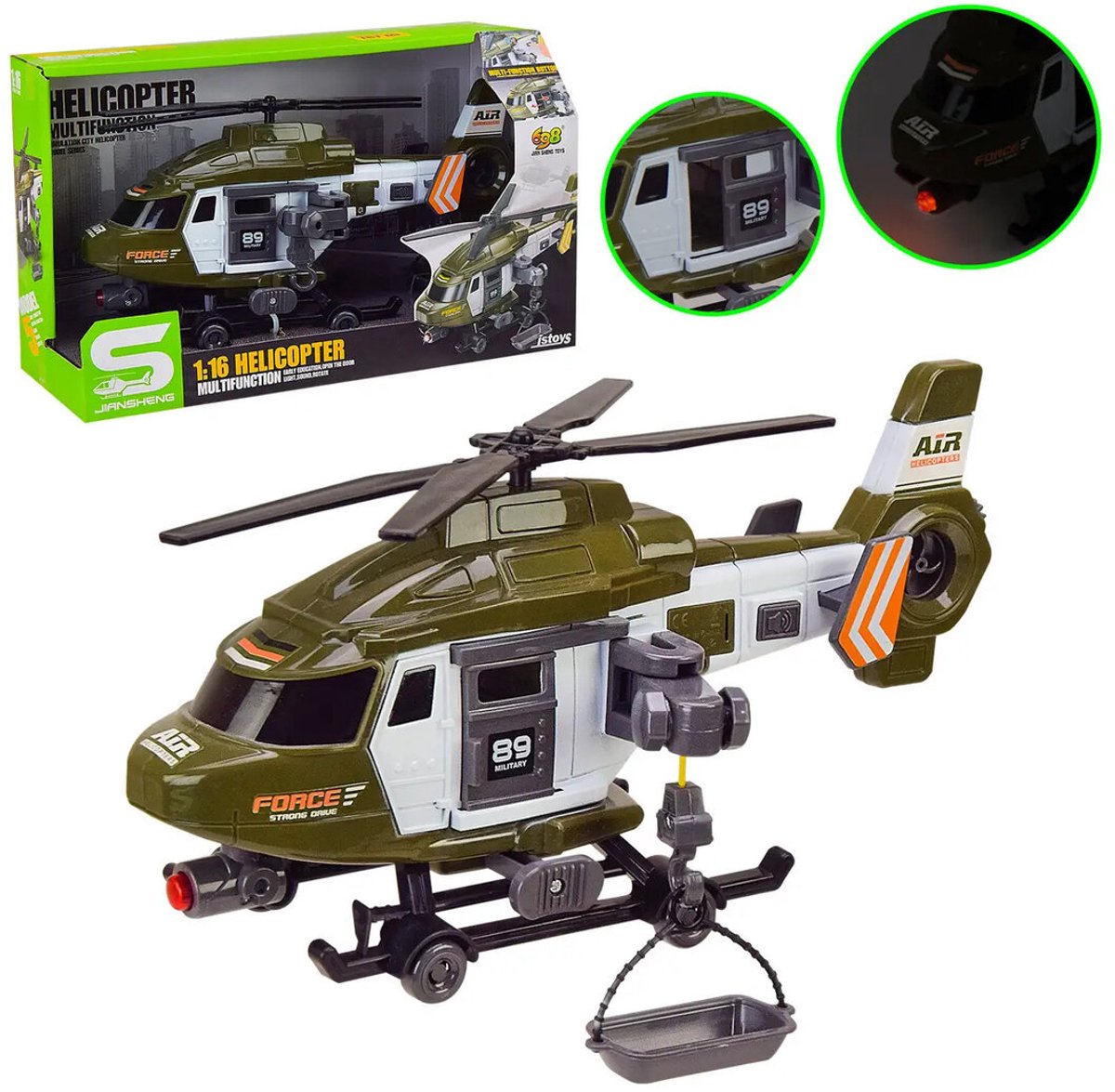 Army Force Chopper Helicopter - Speelgoed gevechtshelikopter - 1:16 - met licht en geluid 29CM (incl. batterijen)