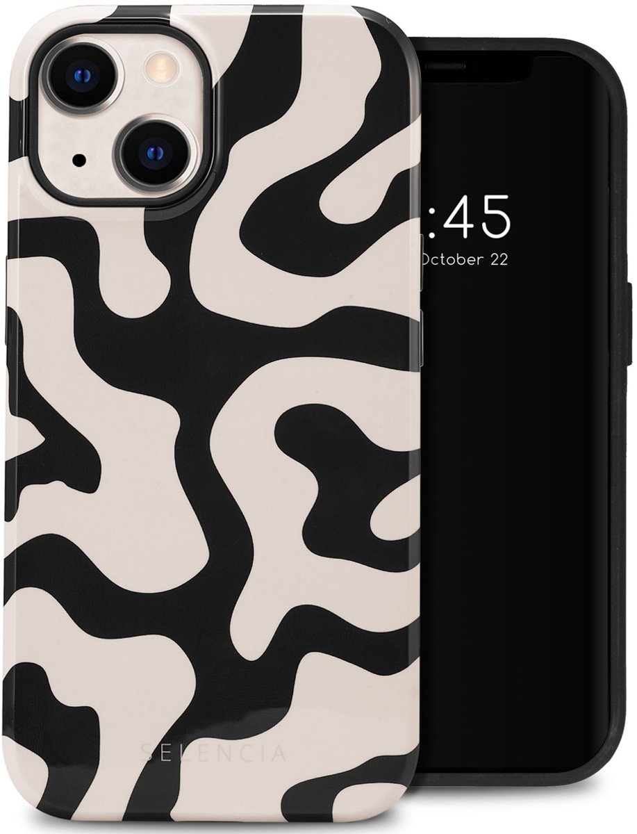 Selencia Hoesje - Geschikt voor Apple iPhone 14 - Backcover - Art Wave Black