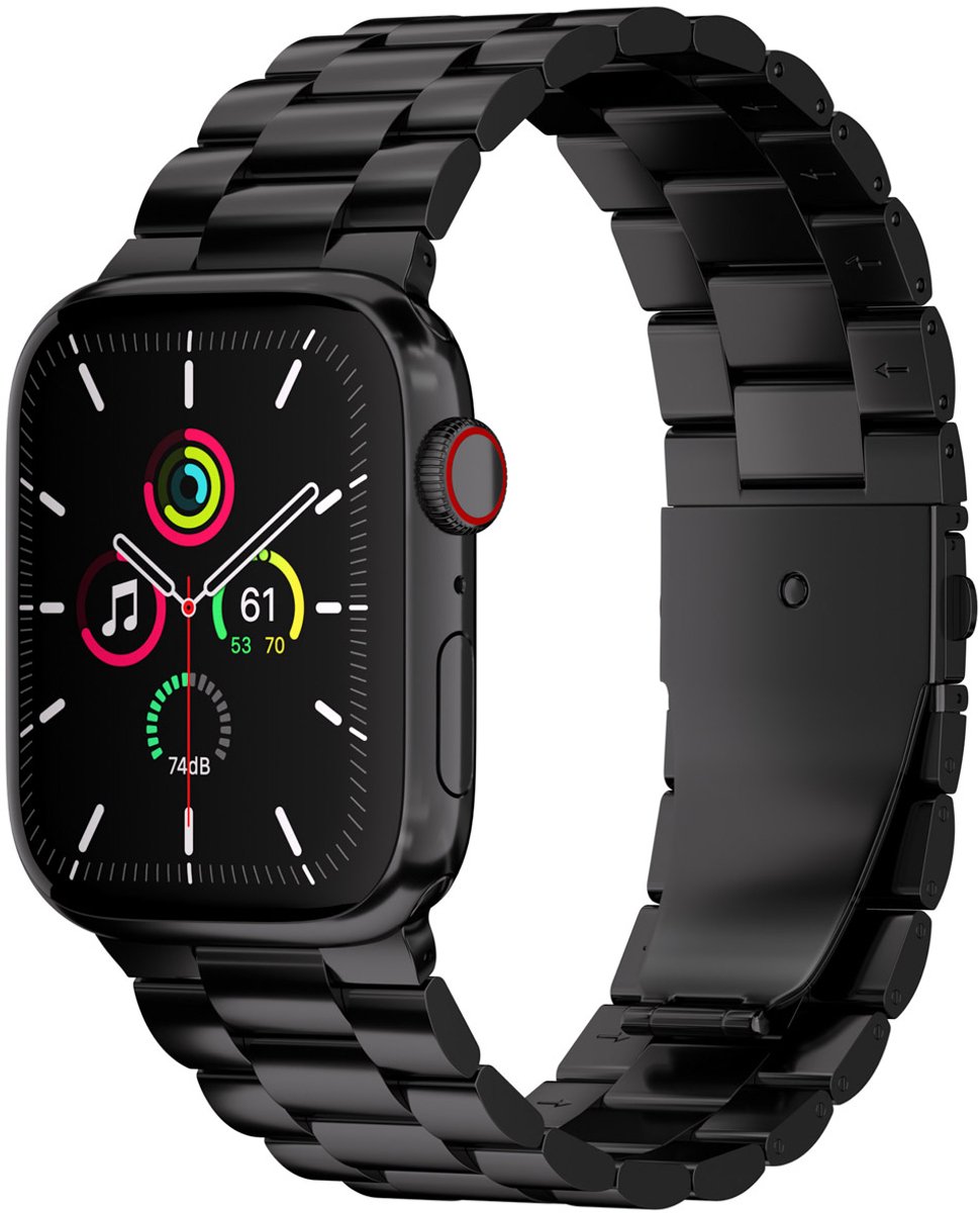 iMoshion Bandje Geschikt voor Apple Watch Bandje Series 1 / 2 / 3 / 4 / 5 / 6 / 7 / 8 / 9 / SE / Ultra (2) - 42 / 44 / 45 / 49 mm - iMoshion Stalen band - Zwart