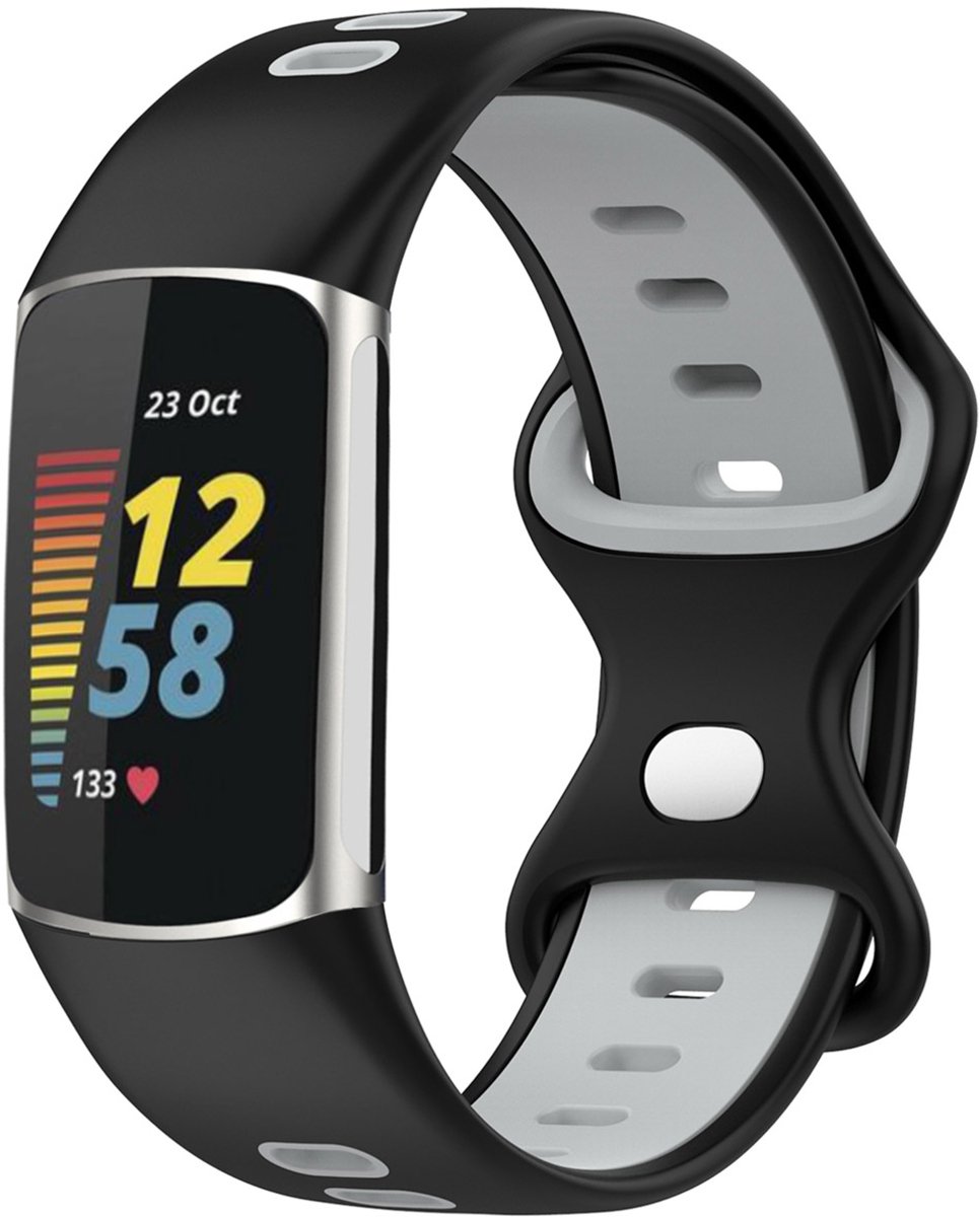 Siliconen Sport⁺ bandje - Geschikt voor Fitbit Charge 5/ Charge 6 - Zwart