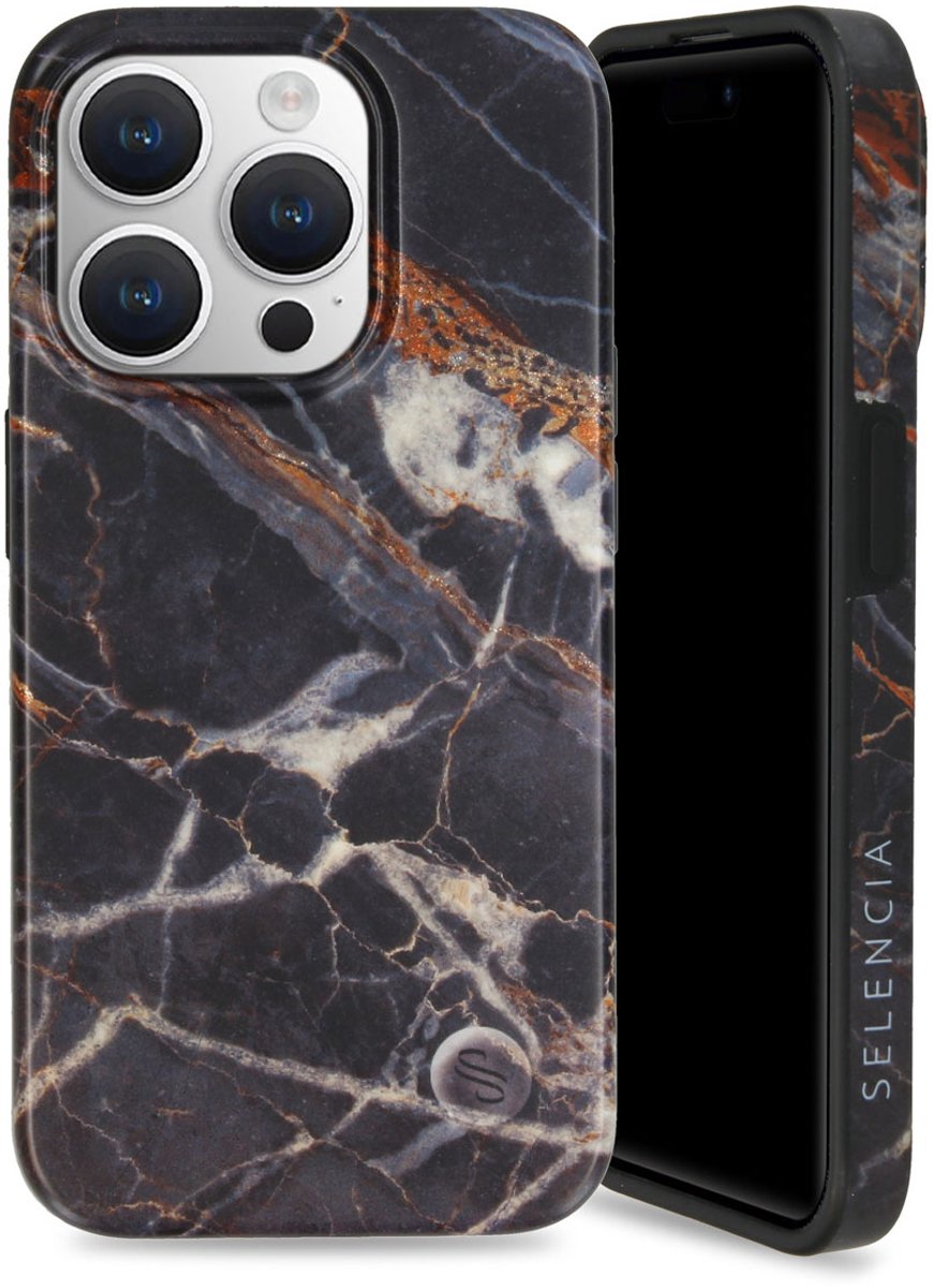 Selencia Hoesje - Geschikt voor Apple iPhone 15 Pro - Fashion Backcover - Black Marble