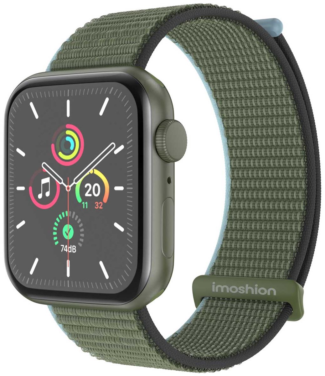iMoshion Nylon⁺ bandje voor de Apple Watch Series 1 / 2 / 3 / 4 / 5 / 6 / 7 / 8 / 9 / SE - 38 / 40 / 41 mm - Dark Olive