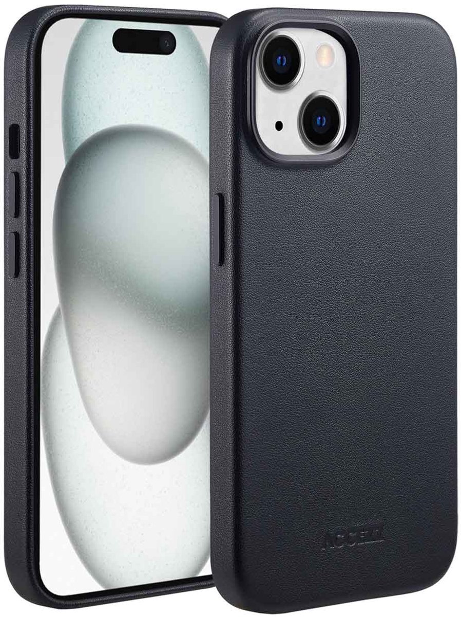 Accezz Hoesje Geschikt voor iPhone 15 Hoesje - Accezz Geschikt voor MagSafe Leather Backcover - zwart