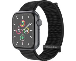Nylon bandje - Geschikt voor Apple Watch 1, 2, 3, 4, 5, 6, 7, 8, 9, 10, 11 (42 mm), SE - 38/40/41 mm - Zwart