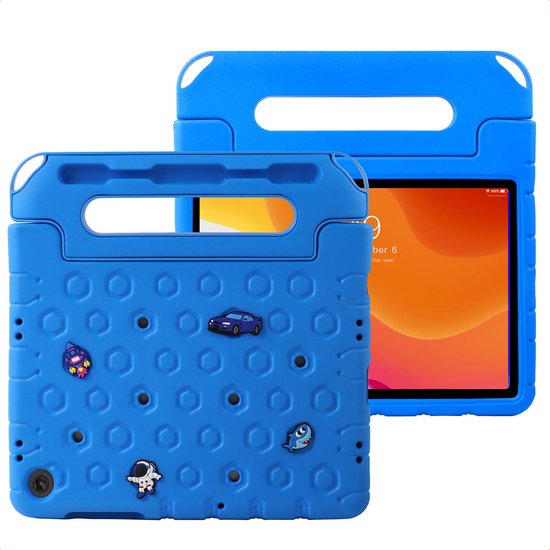 imoshion Tablet Hoes Kinderen- Geschikt voor Samsung Galaxy Tab A9 Plus / Galaxy Tab A11 Plus - Kidsproof Kinder Hoes met dolls - Blauw