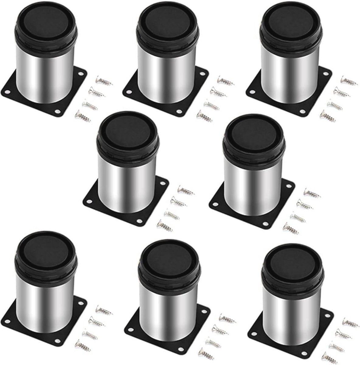 Verstelbare Meubelpoten 50 x 60 mm - 8 Stuks van Roestvrij Staal voor Tafel en Kast