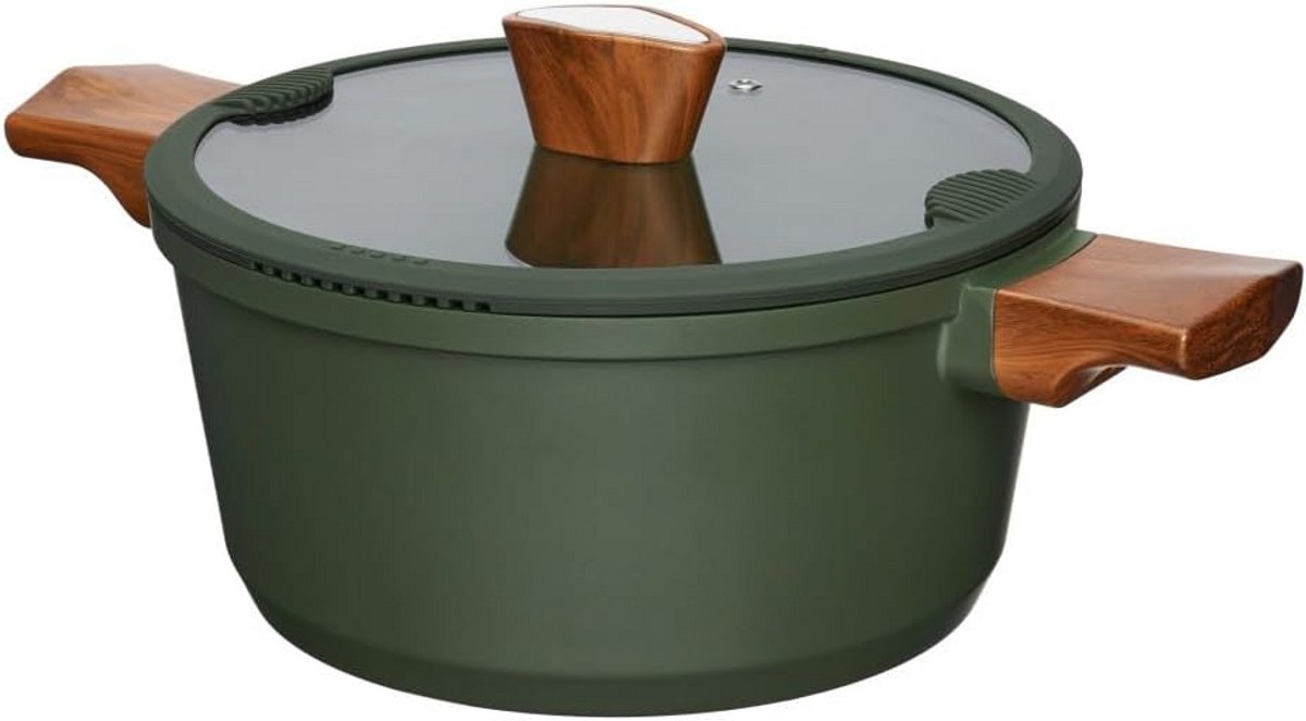 Gietaluminium Braadpan met Glazen Deksel - 4.6L - Inclusief Antiaanbaklaag en Inductie Geschikt