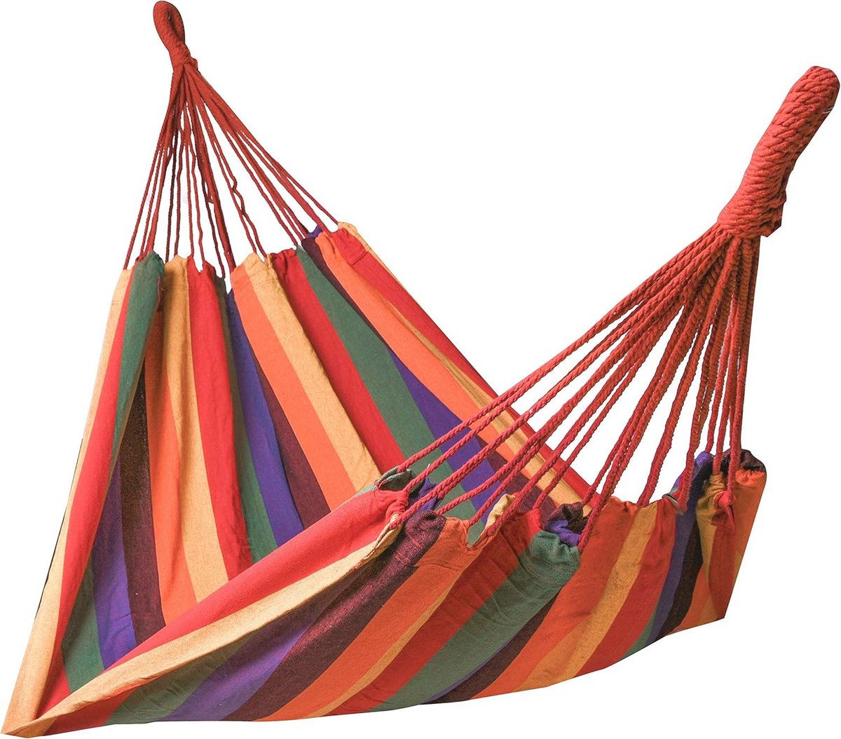 Hangmat voor meerdere personen 210 x 150 cm, belastbaar tot 300 kg, 6 gekleurde strepen