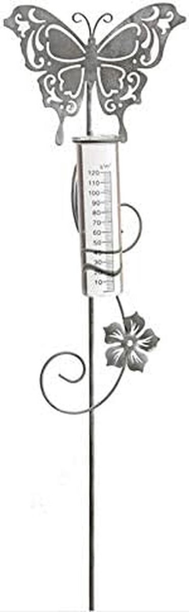 Weerstation met Glas en Decoratieve Vlinder voor Regenmeting in de Tuin