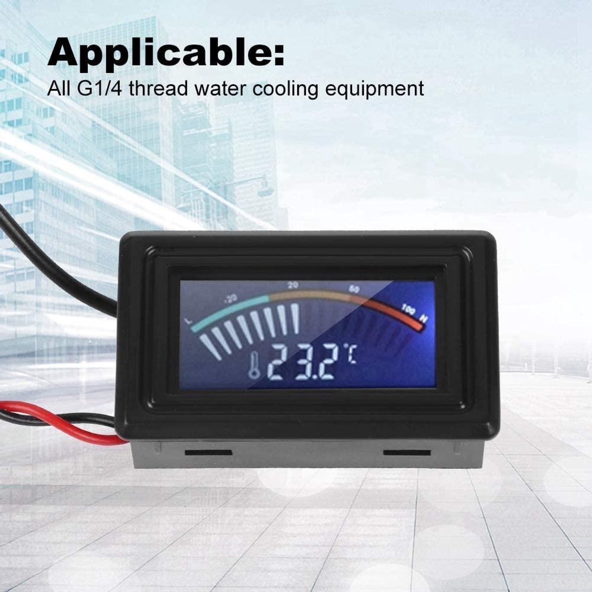 Allecta - Digitale Thermometer met Waterdichte Probe en G1/4 Draad voor Waterkoelsysteem - Temperatuurmeter voor Computer en Laptop
