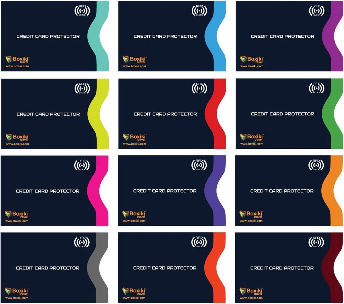 Set van 12 RFID-blockerende sleeves voor kredietkaarten | Bescherming tegen identiteitsdiefstal | Veiligheidsmappen voor creditcards en betaalkaarten (Marineblauw)