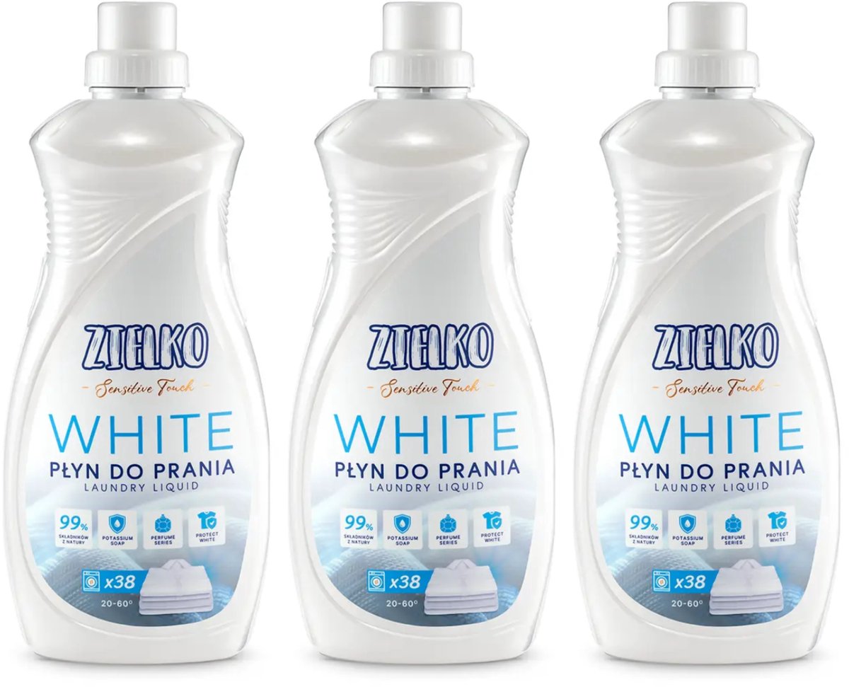 ZIELKO Wasmiddel Sensitive Touch – Witte was – 3×1,52 L – (114 wasbeurten)