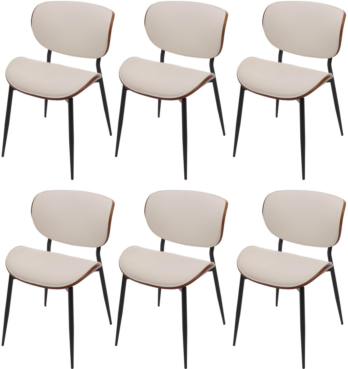 Set van 6 eetkamerstoelen MCW-O45, stoel, gebogen hout kunstleer 280 g/m² Öko-Tex MVG ~ wa