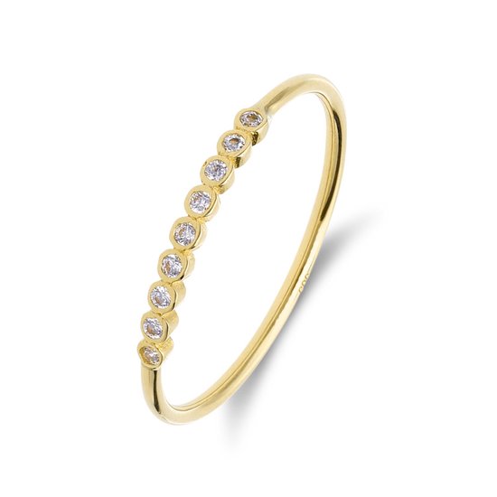 Lucardi Dames 14 karaat geelgouden ring met zirkonia voor dames - Ring - 14 Karaat Goud - Goud - 18.50 / 58 mm