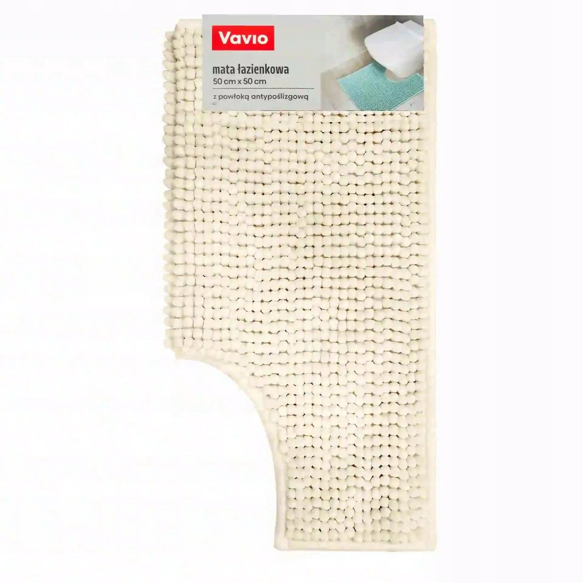 Badmat met antislip, uitsparing, 50x50cm, crème