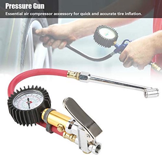 Luchtpomp met Manometer voor Fiets, Motor en Auto - Drukcapaciteit 10-220psi — afbeelding 5