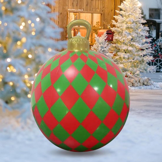 2 grote kerstballen 48 cm opblaasbaar