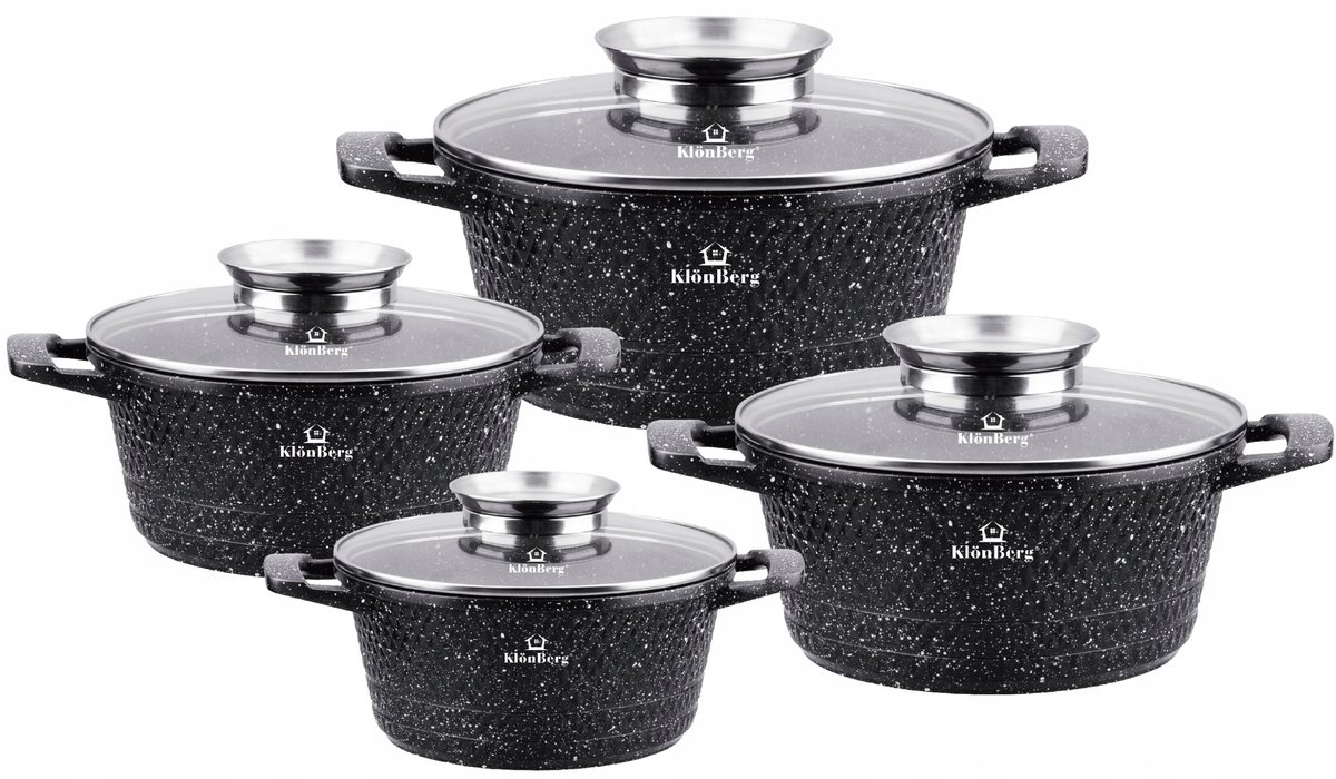 KlönBerg Premium Diamant Kookpannenset 8 Delen met Marmscoating