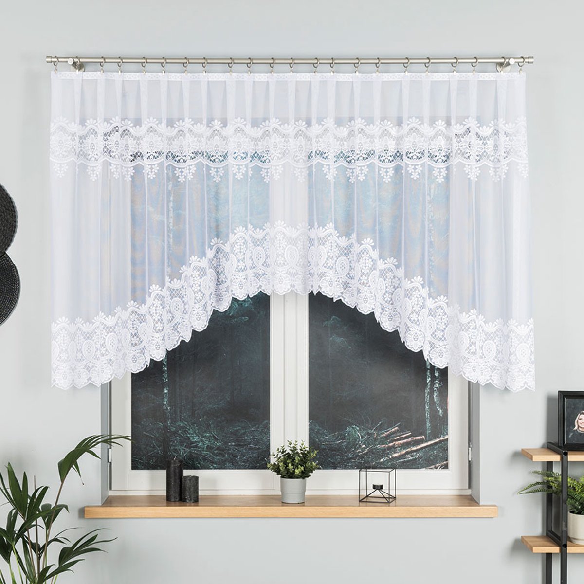 Markizeta DARIA - Jacquard Kant Gordijn - 300x120 cm - Witte Kleur