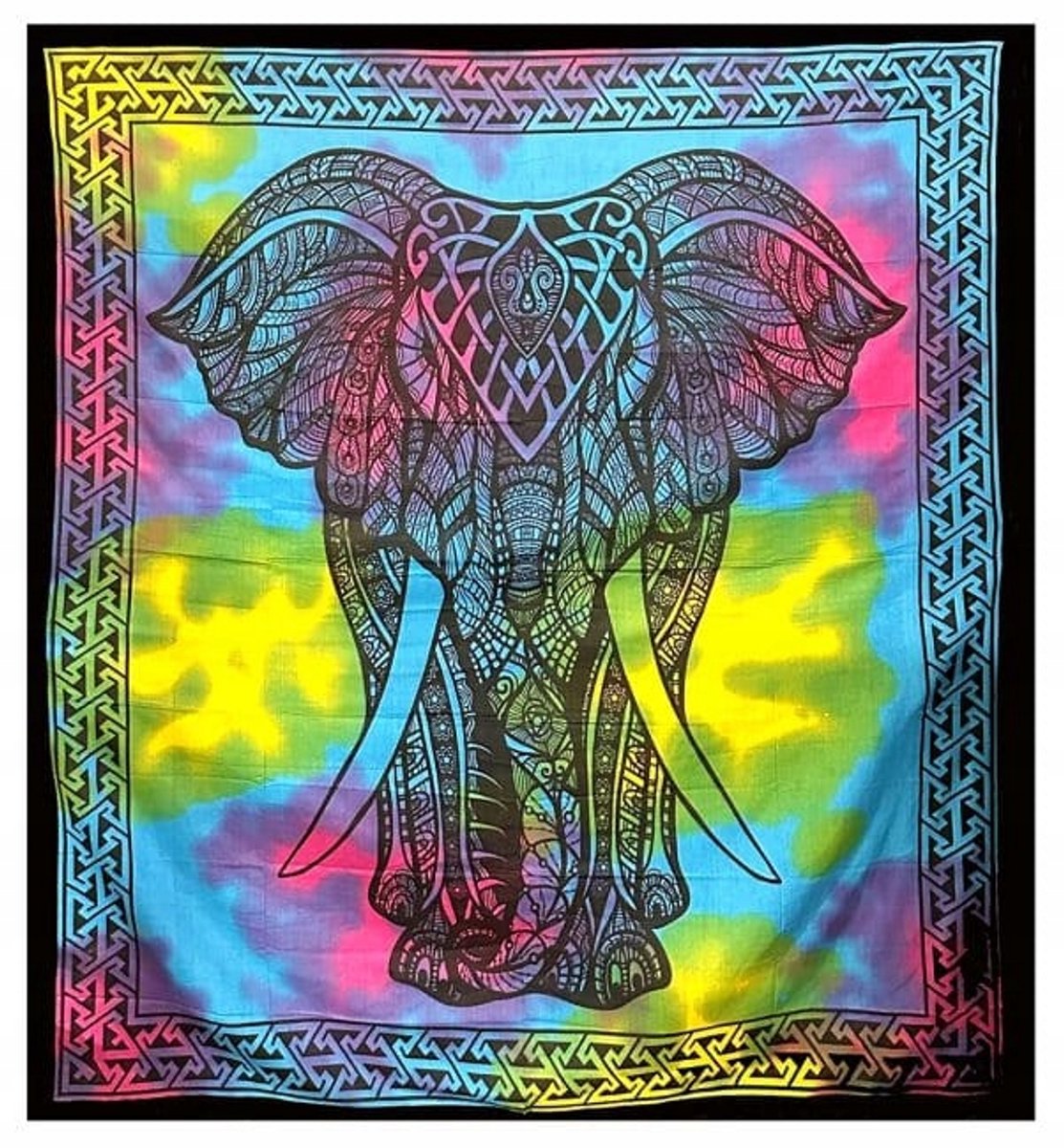 Indiase Mandala Plaid Wandkleed Katoen 210x240cm Olifant Turkoois