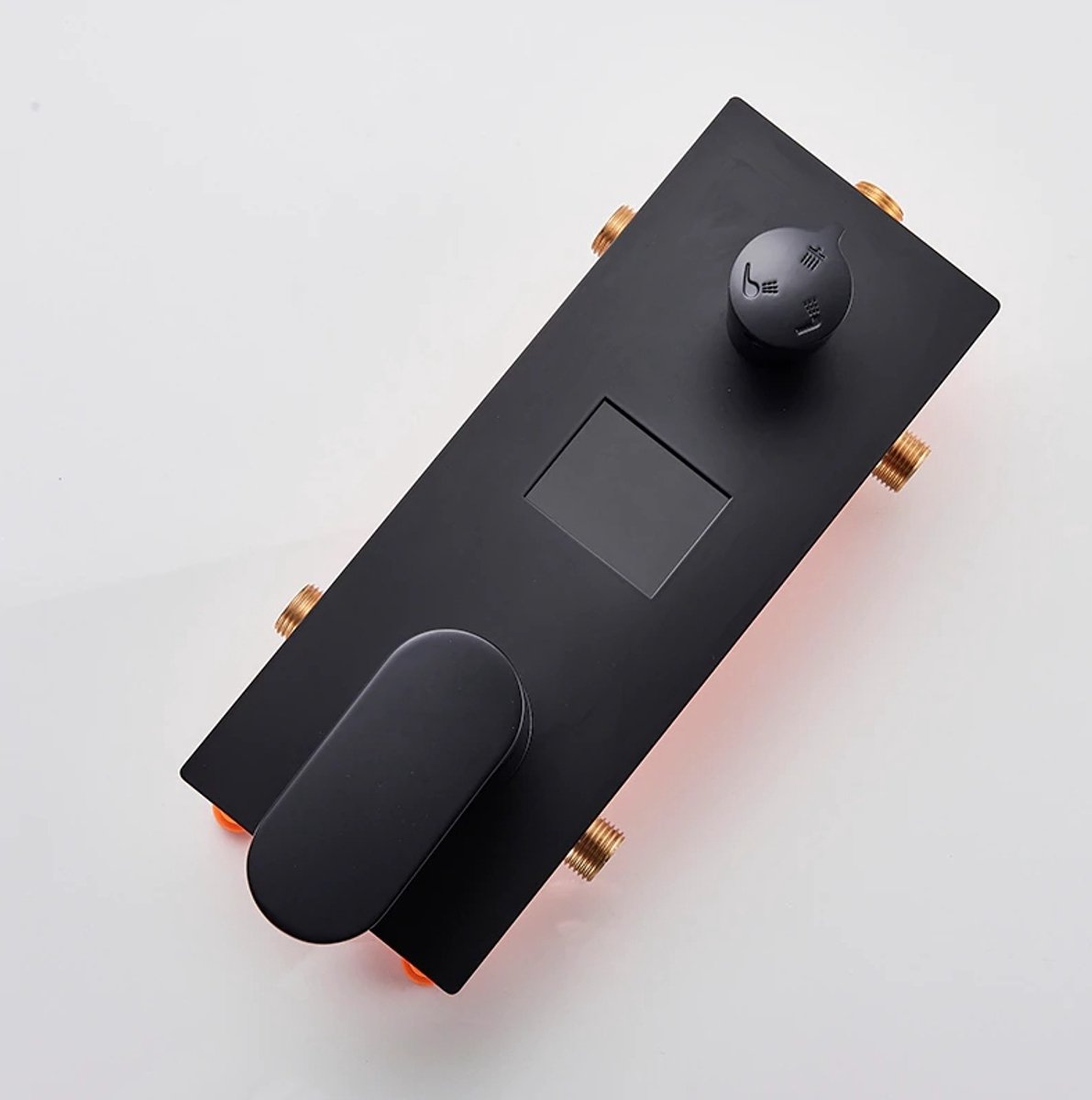 Inbouw Doucheset met LED, Draaibare Uitloop 30cm, Zwart Mat