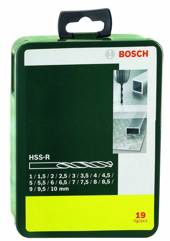 Bosch Accessories 2607019435 HSS Jeu de forets pour le métal 19 pièces laminé au rouleau DIN 338 tige cylindrique 1 set