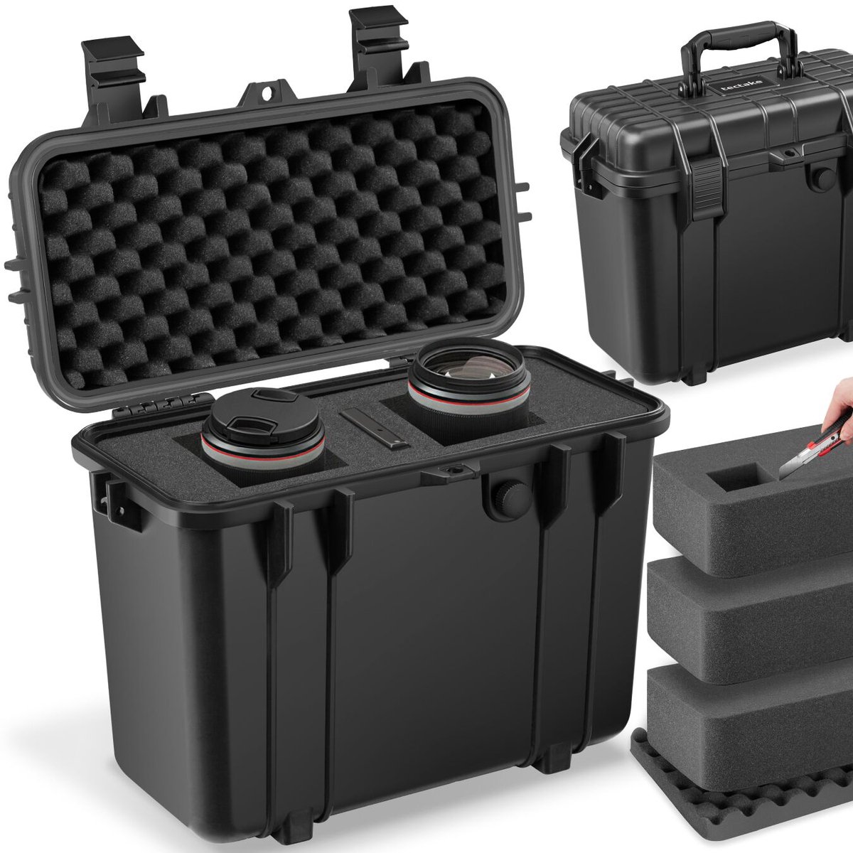 Bol.com tectake® Camera Koffer - 41 x 22 x 34 cm - Afsluitbare Box van Hard Kunststof - Stootvast, Stof- en Waterdicht - Koffer ... aanbieding