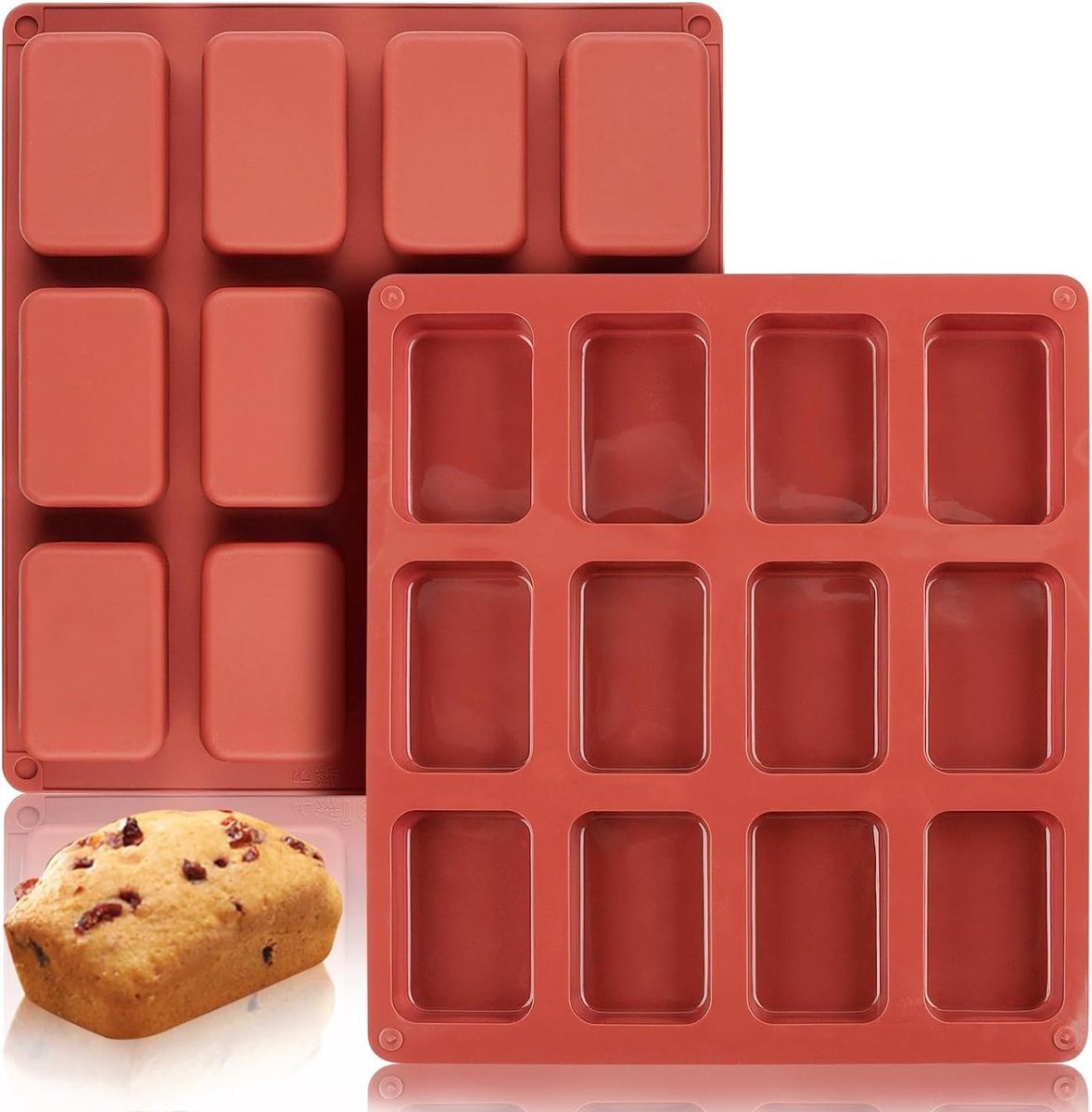 Bakvorm bruinies - Kleine broodvormen - 12 Vakjes - Voor chocolade en korstbrood - 2 stuks - Bruin