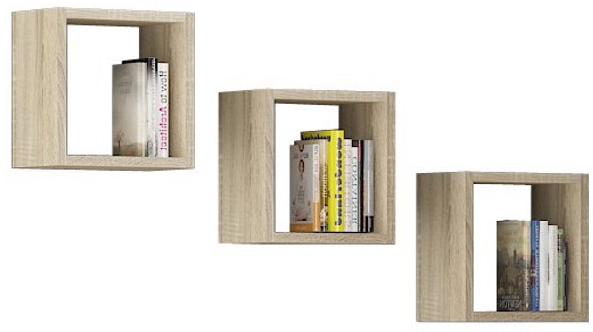 Akord Set van 3 Wandplanken 25x25cm Eiken Sonoma Mat Finish Sonoma Eik