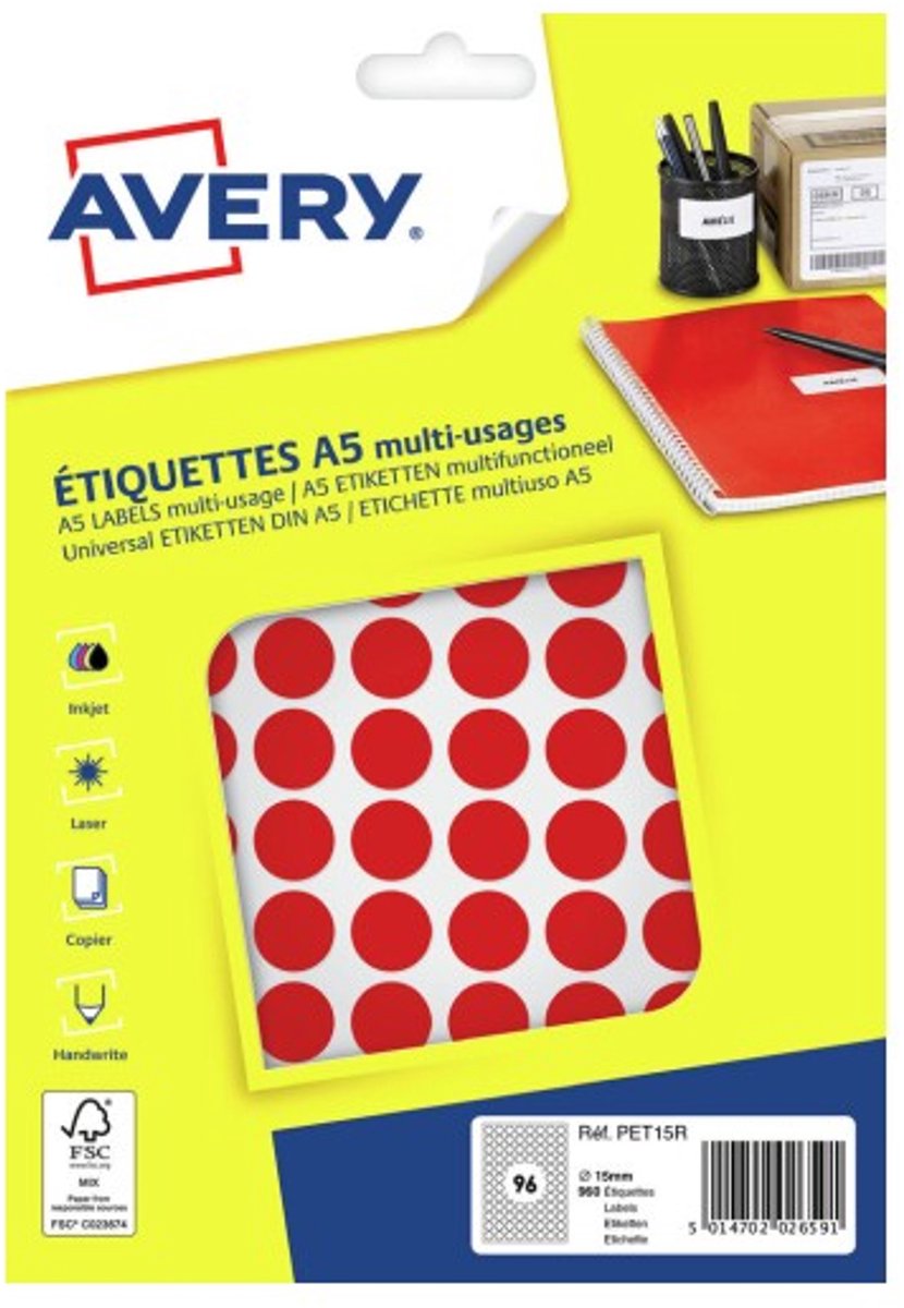Etiket | papier | ∅15mm | rood