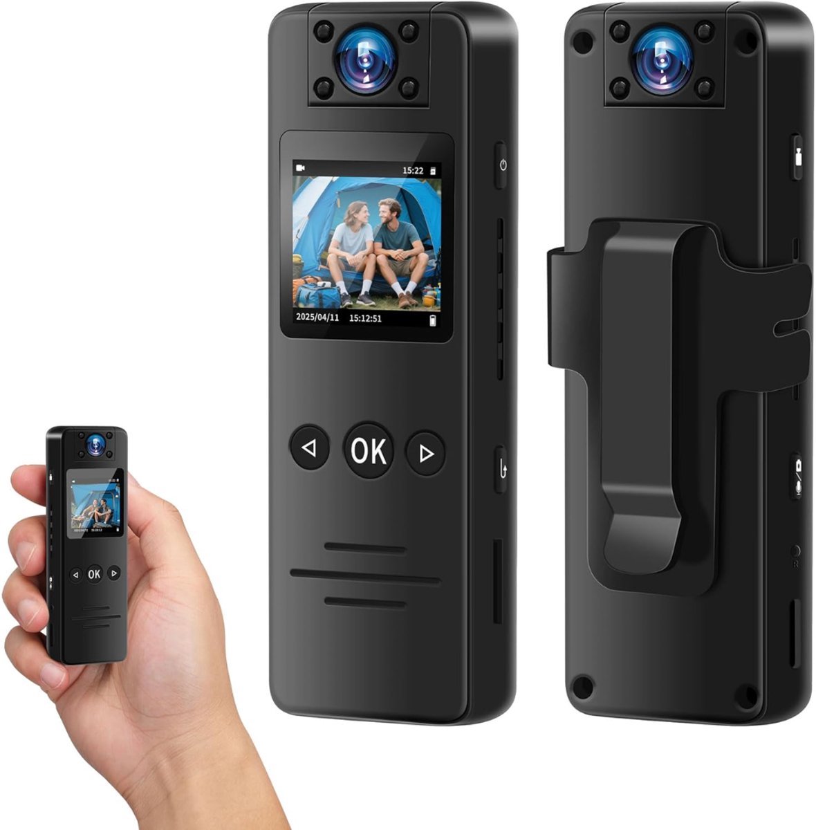 Thuys – Bodycam – Action Cam – Spycam – Bewegingsdetectie – 180º Draaibare Lens – Bodycam Politie – Zwart