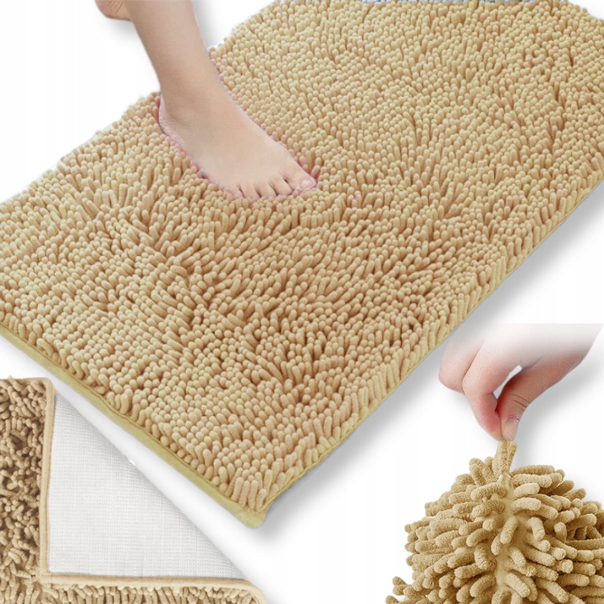 Zachte Beige Badmat 40x60cm - Antislip, Absorberend & Sneldrogend