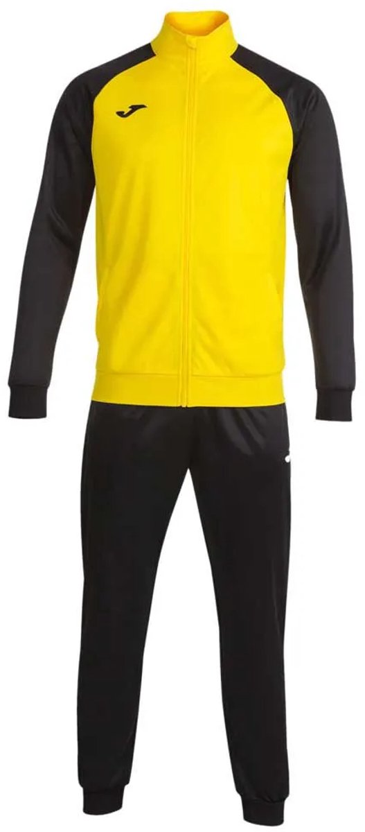 Joma Academy IV trainingspak voor jongens, geel met zwarte accenten, geschikt voor 5-6 jaar, sportief en comfortabel.