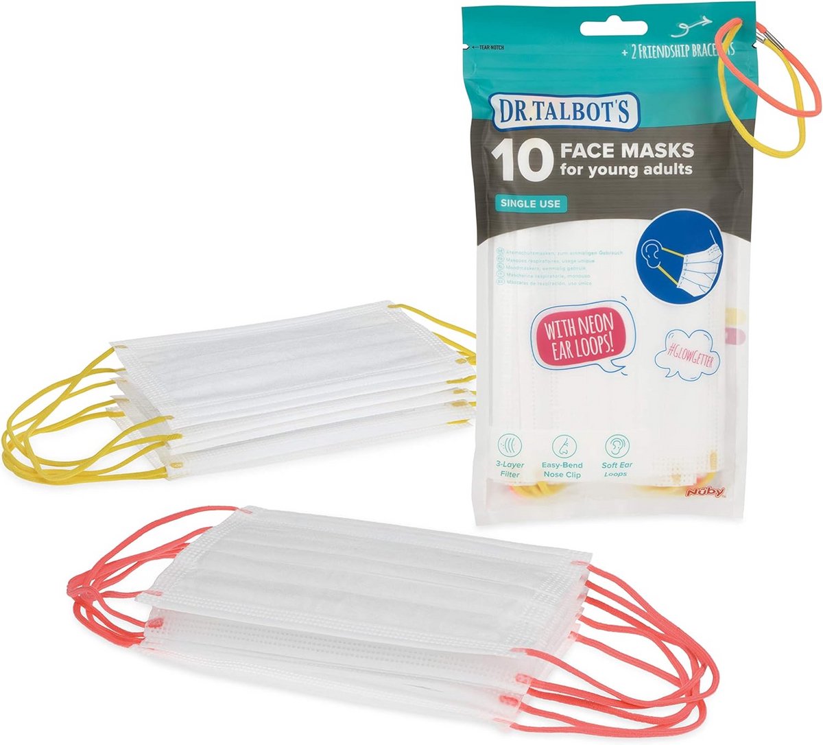Mondmaskers voor jongvolwassenen - Geel/Rood - Geschikt voor 12-18 jaar