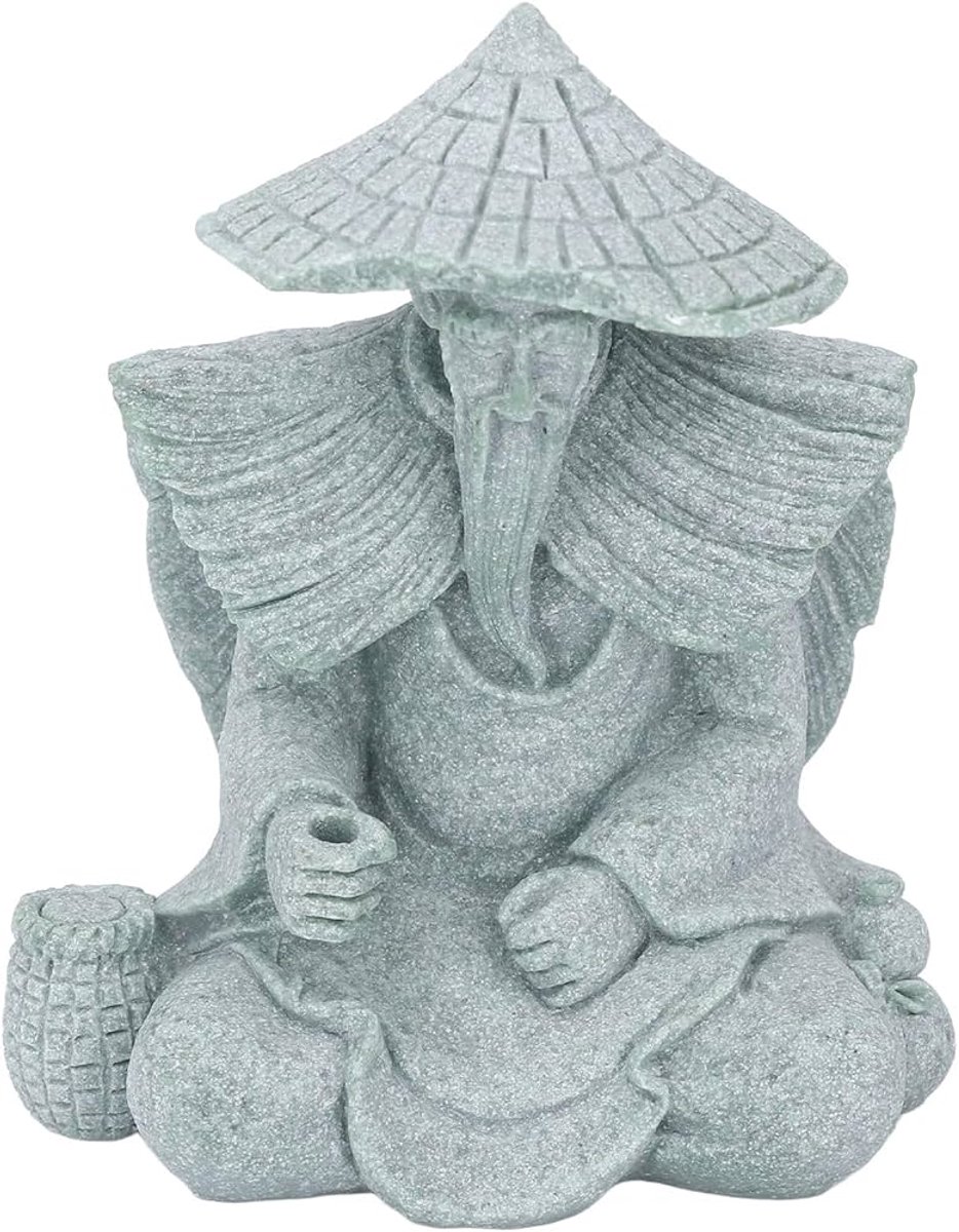 Chinese Zittende Visser - Decoratief Beeldje voor Aquarium - 1 stuk - Hars
