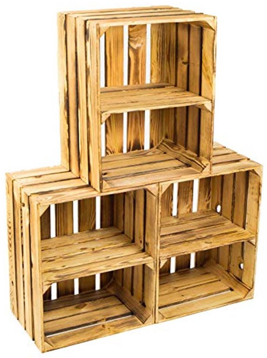 Set van 3 massieve fruitkisten voor decoratie en opberging - 49 x 42 x 31 cm