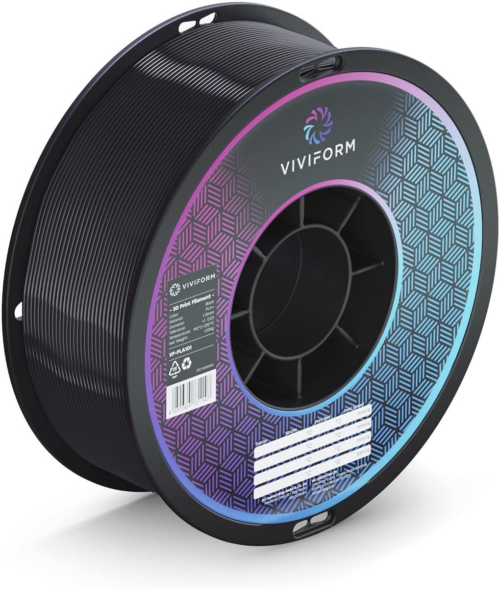 PLA+ Filament voor 3D-printers - 1 kg Rol, 1,75 mm, Zwart