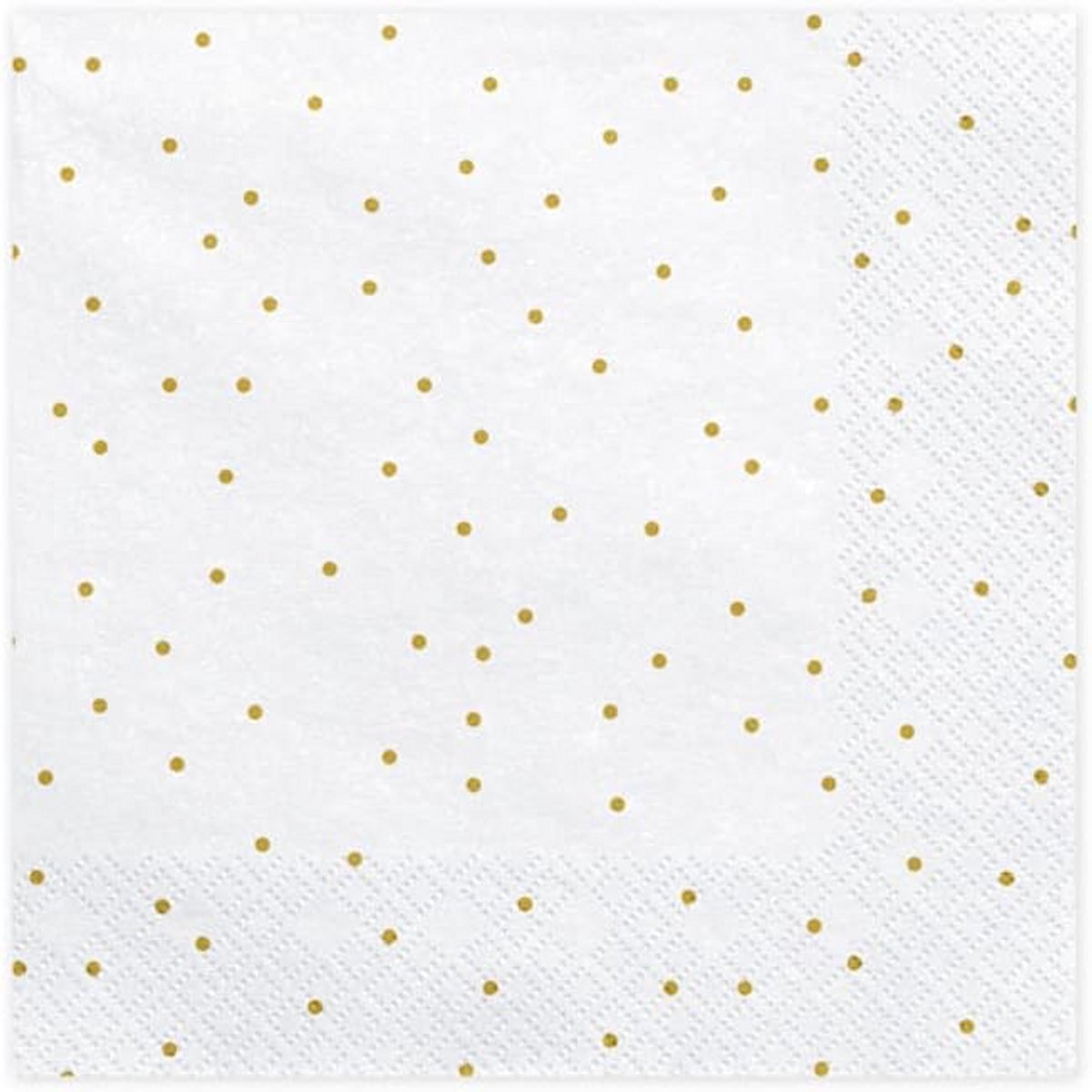 Witte servetten met gouden stippen - 33 x 33 cm, 20 stuks
