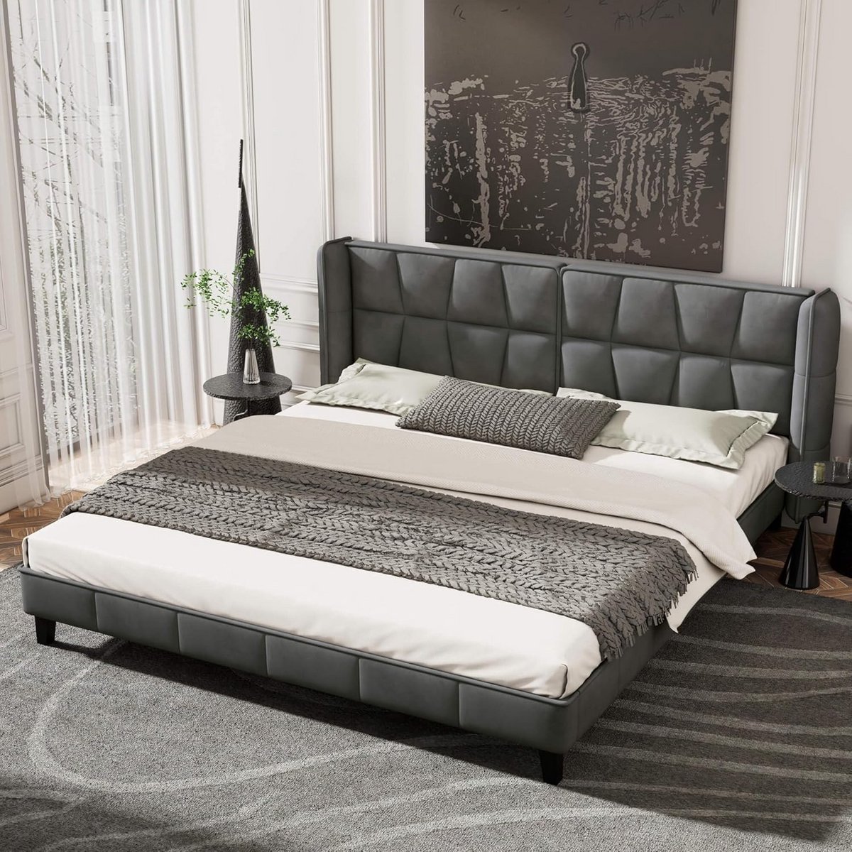 Gestoffeerd Tweepersoonsbed 180 x 200 cm met Lattenbodem en Hoofdeinde
