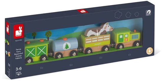 Janod Story - Boerderij Trein - Magnetische Trein - 4 Magnetische Auto's En 1 Koe - Geschikt Vanaf 3 Jaar van Janod — afbeelding 2